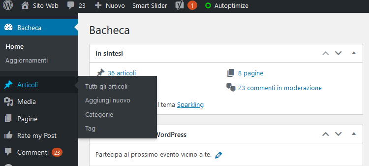 Gestione articoli su WordPress